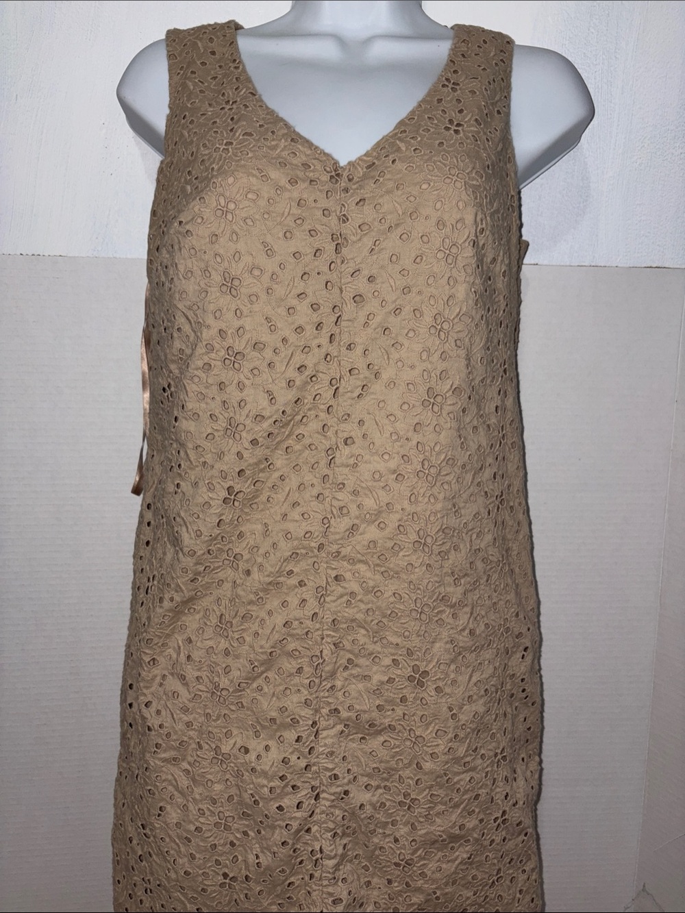 Elegant Talbots Tan Sleeveless dress 100%cotten